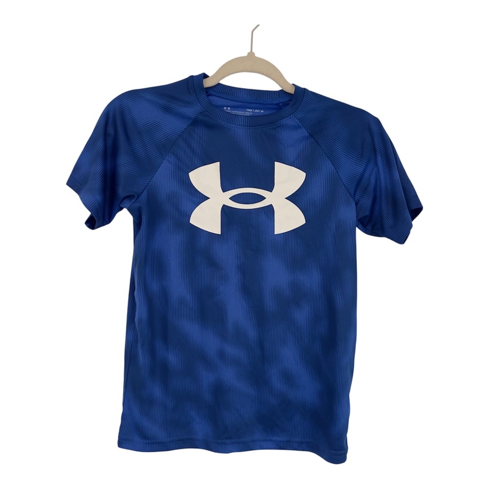 Under Armour Boys Blue UA Tech BL Printed SS Graphic T-Shirt Medium YMD 1363278
